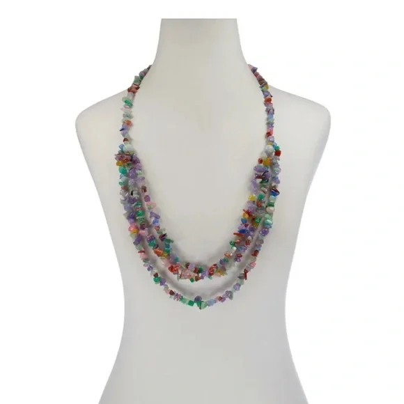 32" Multicolor Jade Chip Necklace by Jade of Yesteryear - Picture 4 of 11